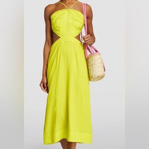 Farm Rio NWT Linen-Blend Monstera Midi Dress